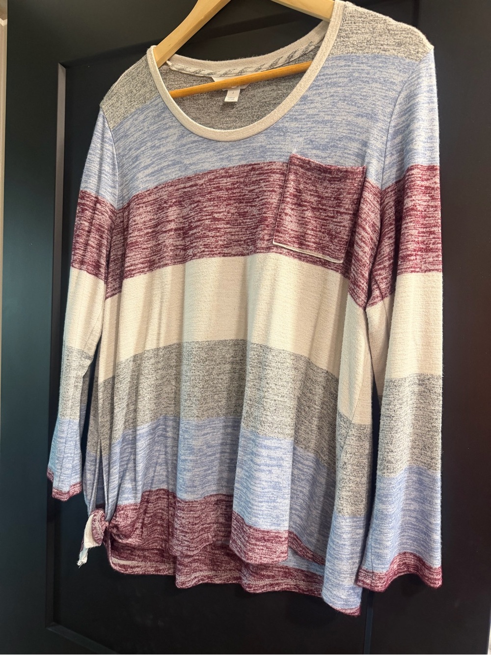 Market & Spruce Striped Long-Sleeve Top in Blue, Cream & Burgundy